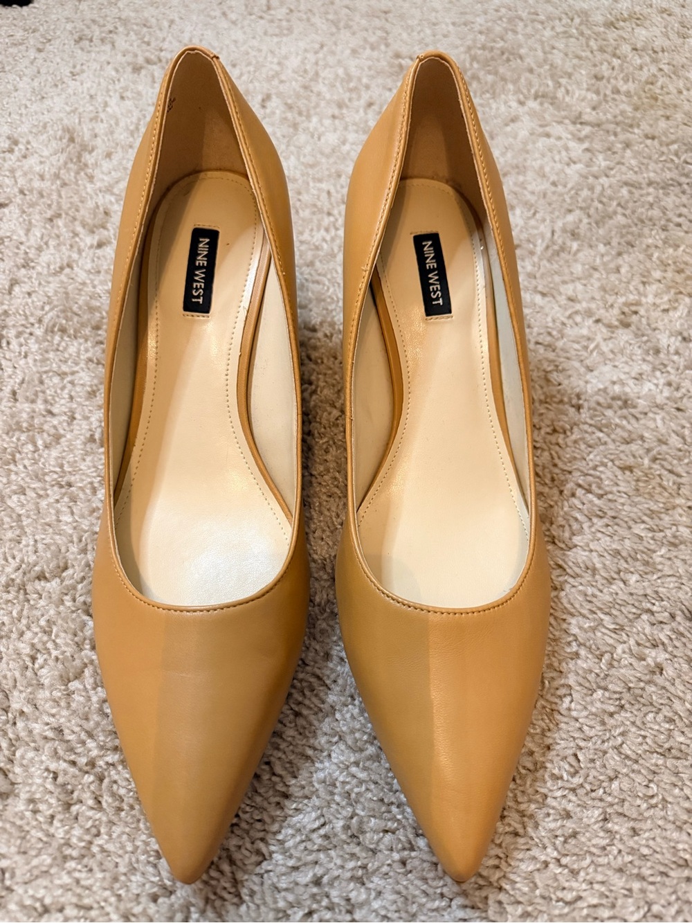 Nine West Camel/Tan Pointed-Toe Leather Pumps